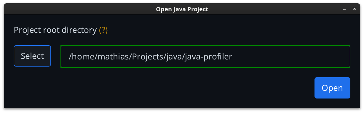 FxUI project selection dialog